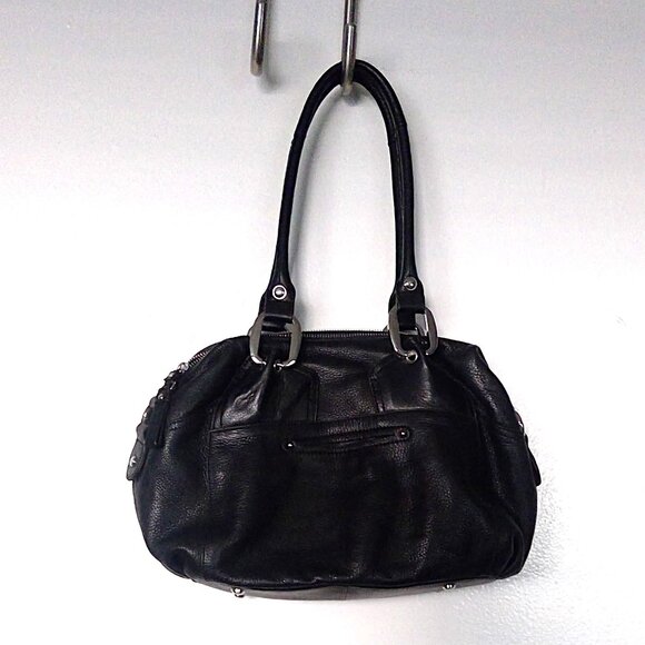 NEW B. Makowsky Black Leather Christie Satchel Medium Handbag Cheetah NWT $ 288 - Picture 2 of 11